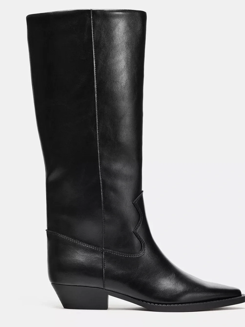 Zara Black Over-the-Knee Leather Boots